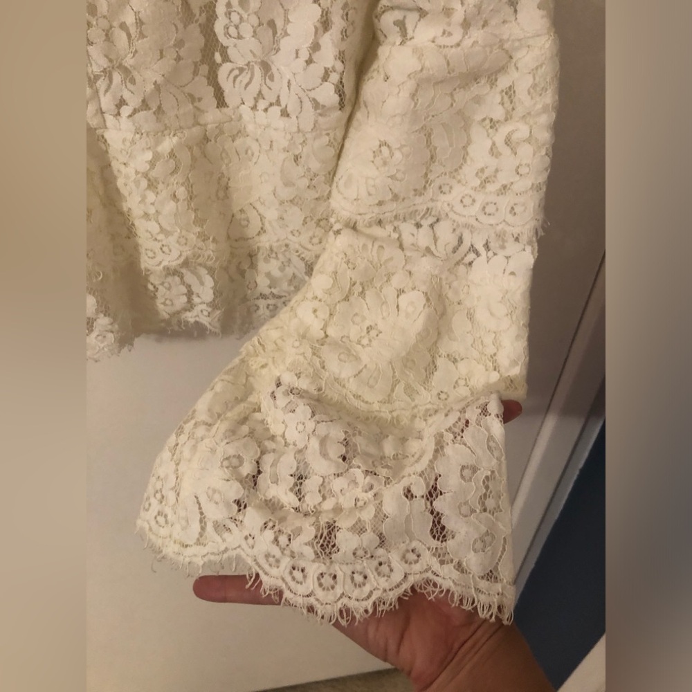 Robert Rodriguez Ivory Lace Tie-Neck Long Bell Sleeve Boho off White Blouse xs - Picture 9 of 11